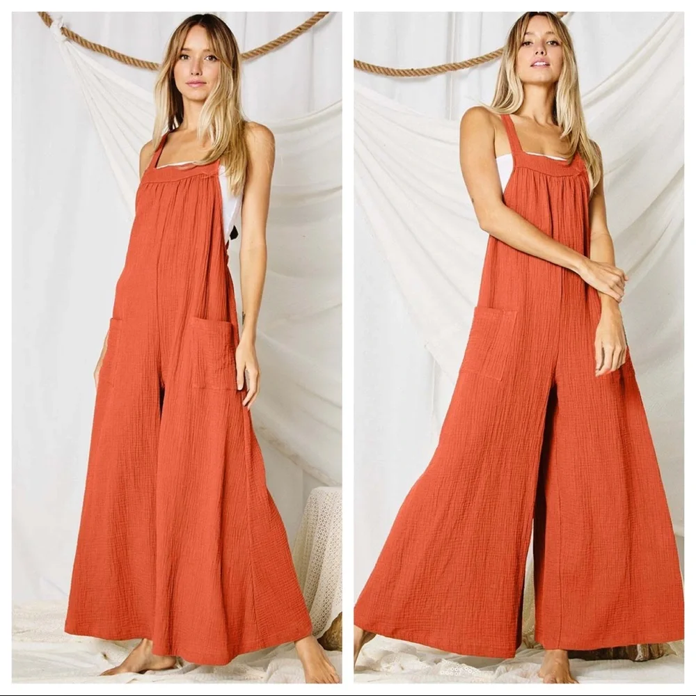 43 ✨Angela Solid Fabulous Wide Leg Jumpsuit - Picture 4 of 5
